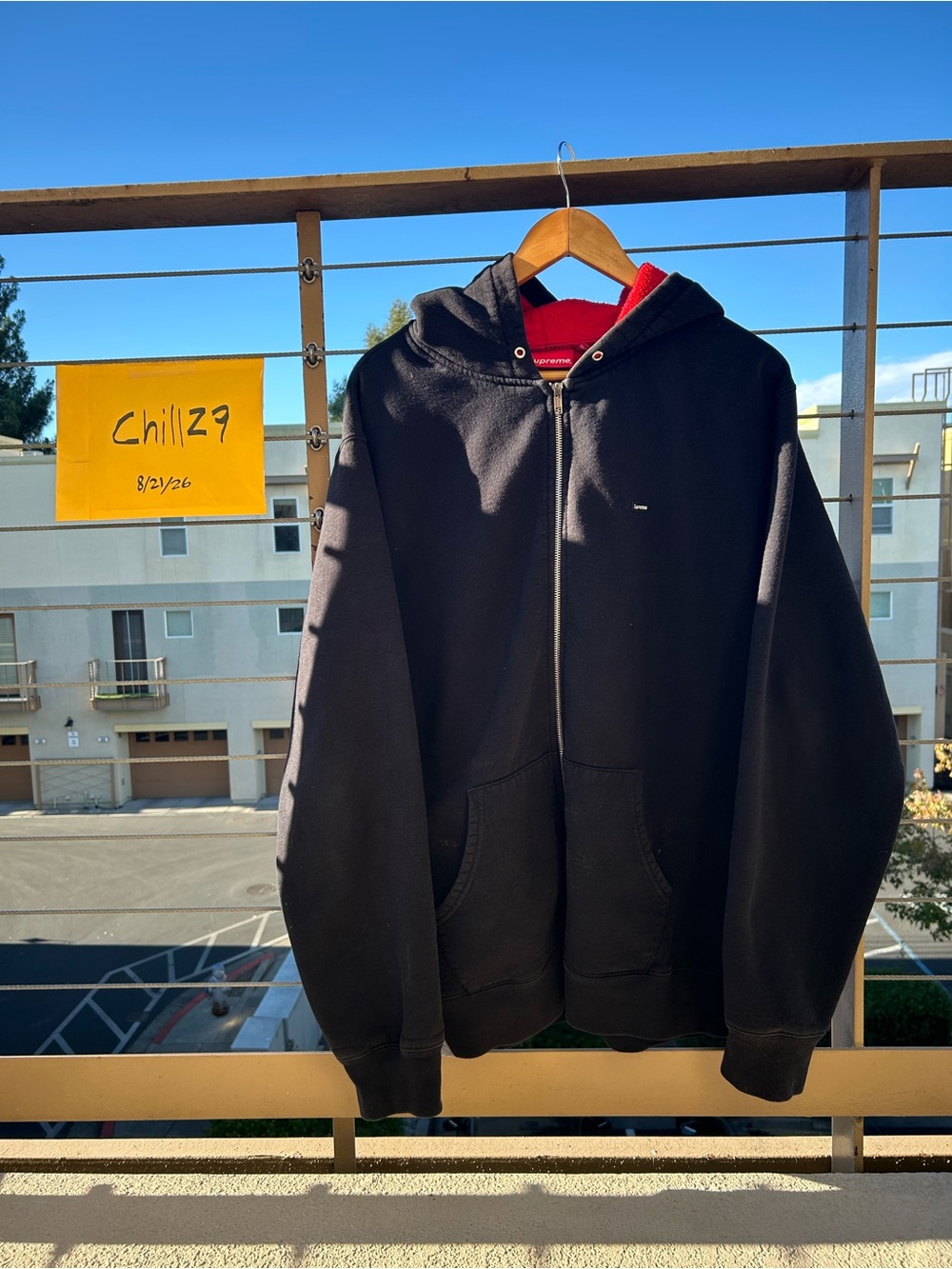 Supreme Contrast Zip Up Hoodie Black Red Spring/Summer 2018 (SS18). Sz XL Men’s